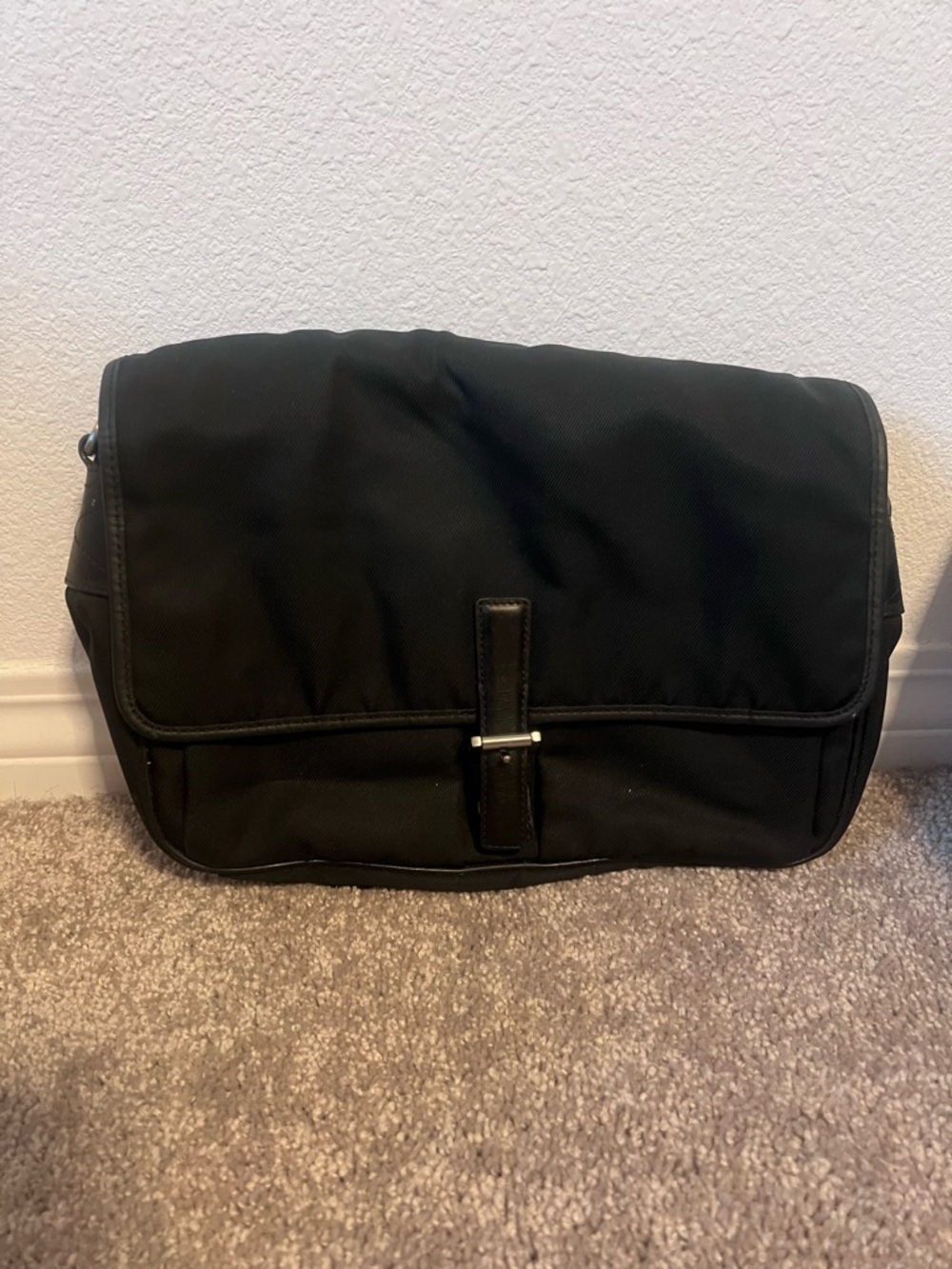 Coach Black Twill & Leather Messenger Bag (Style 7485)